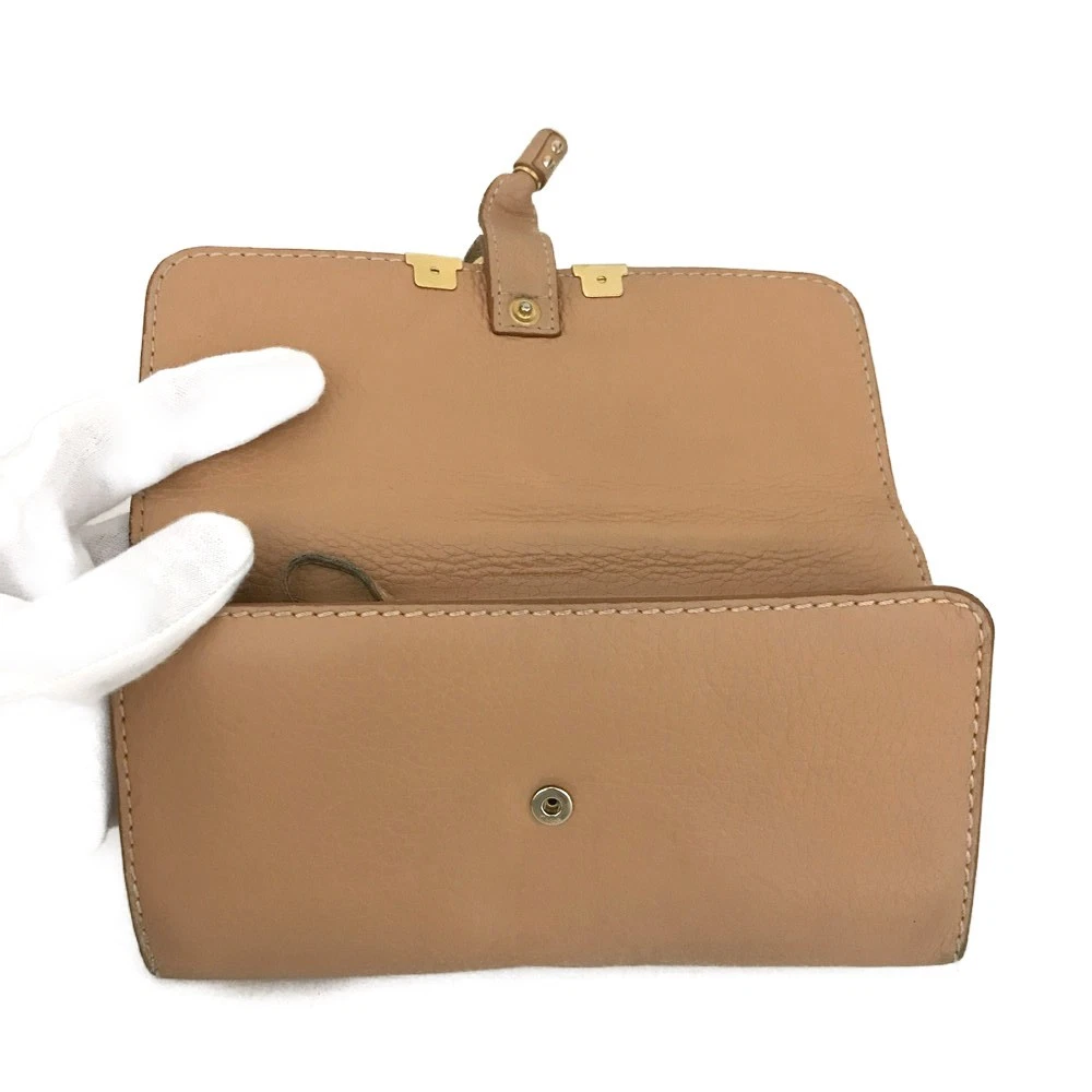 $650 CHLOE Grained Calfskin Marcie Long Wallet Orange