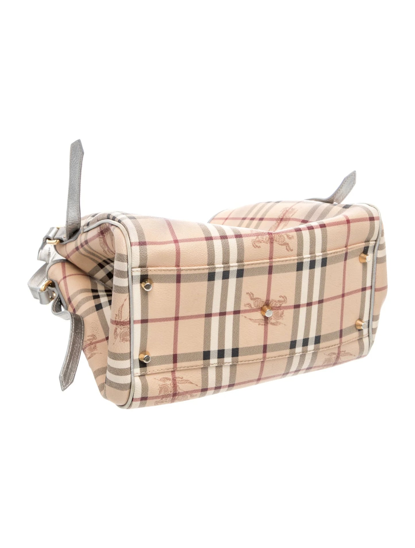 $895 Burberry Haymarket Check Small Canterbury Tote Silver