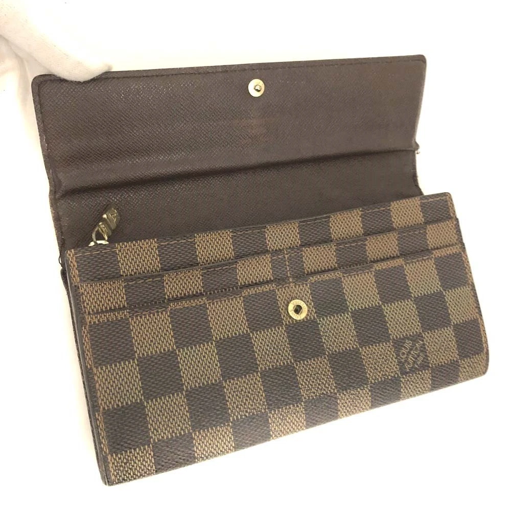 Louis Vuitton Damier Porte Feuille Sarah Long Bifold Wallet Brown CA0096