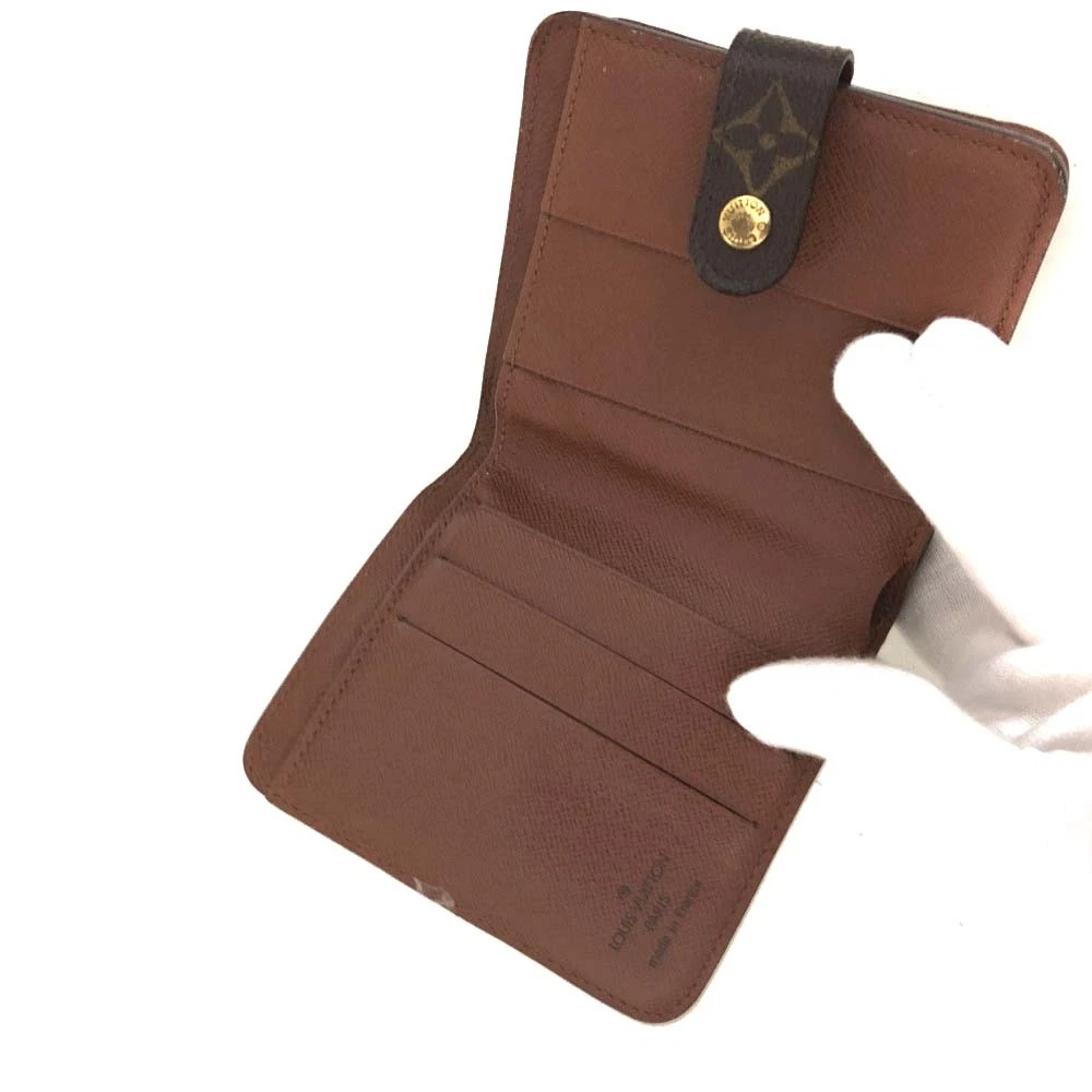 $625 2000 Louis Vuitton Monogram Compact Zip Bifold Wallet Brown MI0060