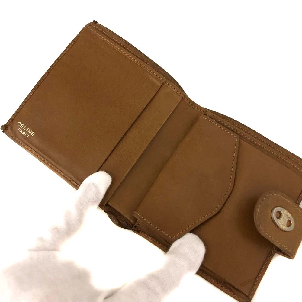 $515 CELINE Macadam Coated Canvas Bifold Wallet Beige White