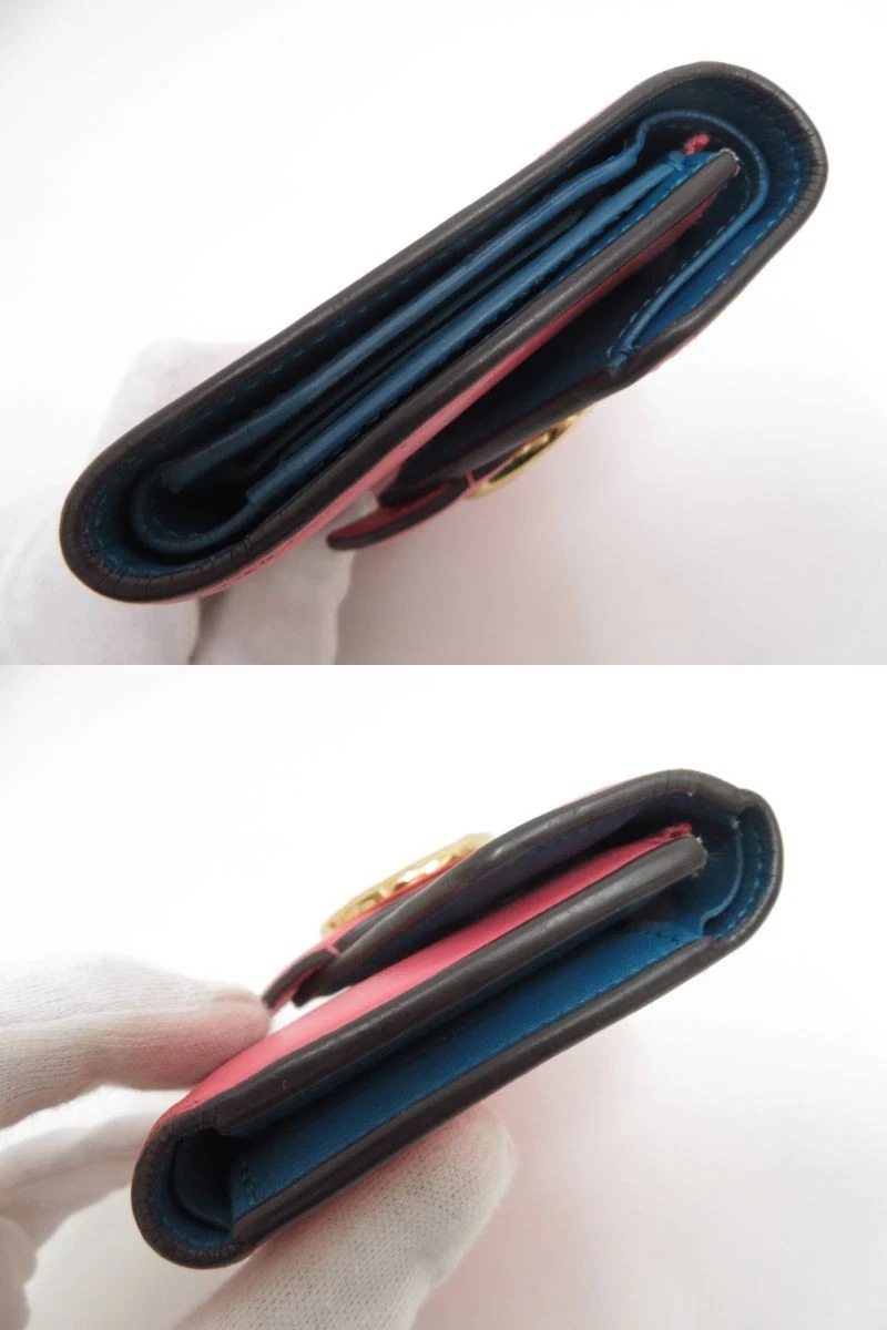 $965 2020 LOUIS VUITTON Smooth Calfskin LV Pont 9 Compact Wallet Pink FH2230
