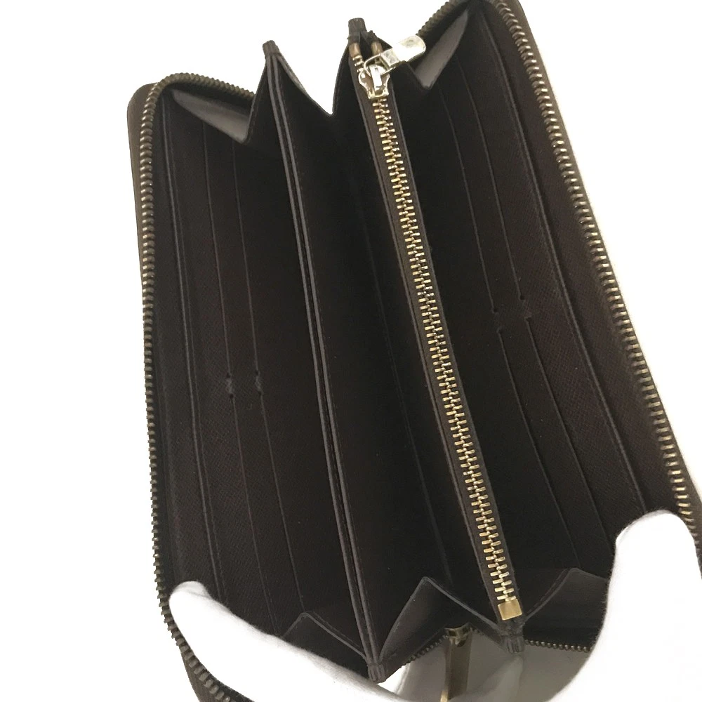 $915 Louis Vuitton Damier Zippy Zip Around Long Wallet Purse Brown MI4182