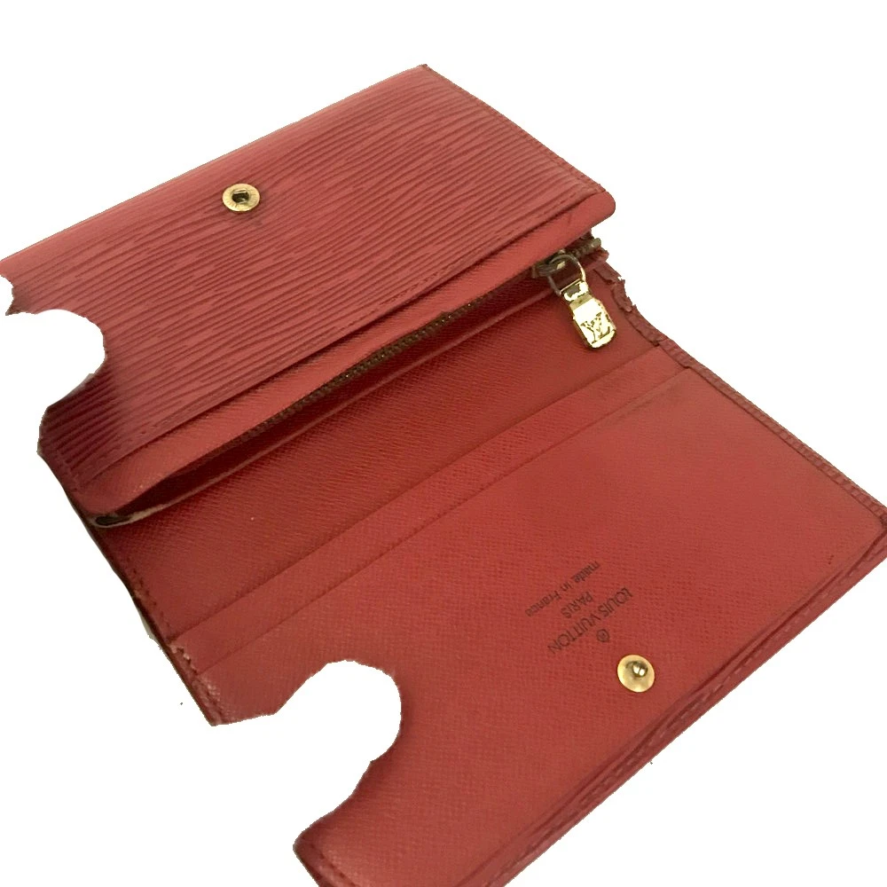 $720 1999 Louis Vuitton Epi Porte Monnaie Billets Tresor Leather Bifold Wallet MI1919