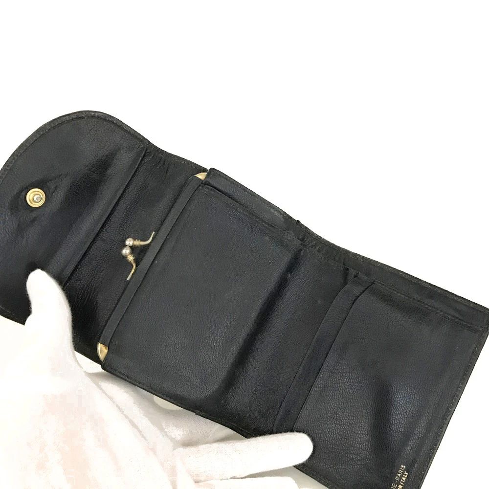 $590 CELINE C Macadam Canvas Trifold Wallet Navy Blue