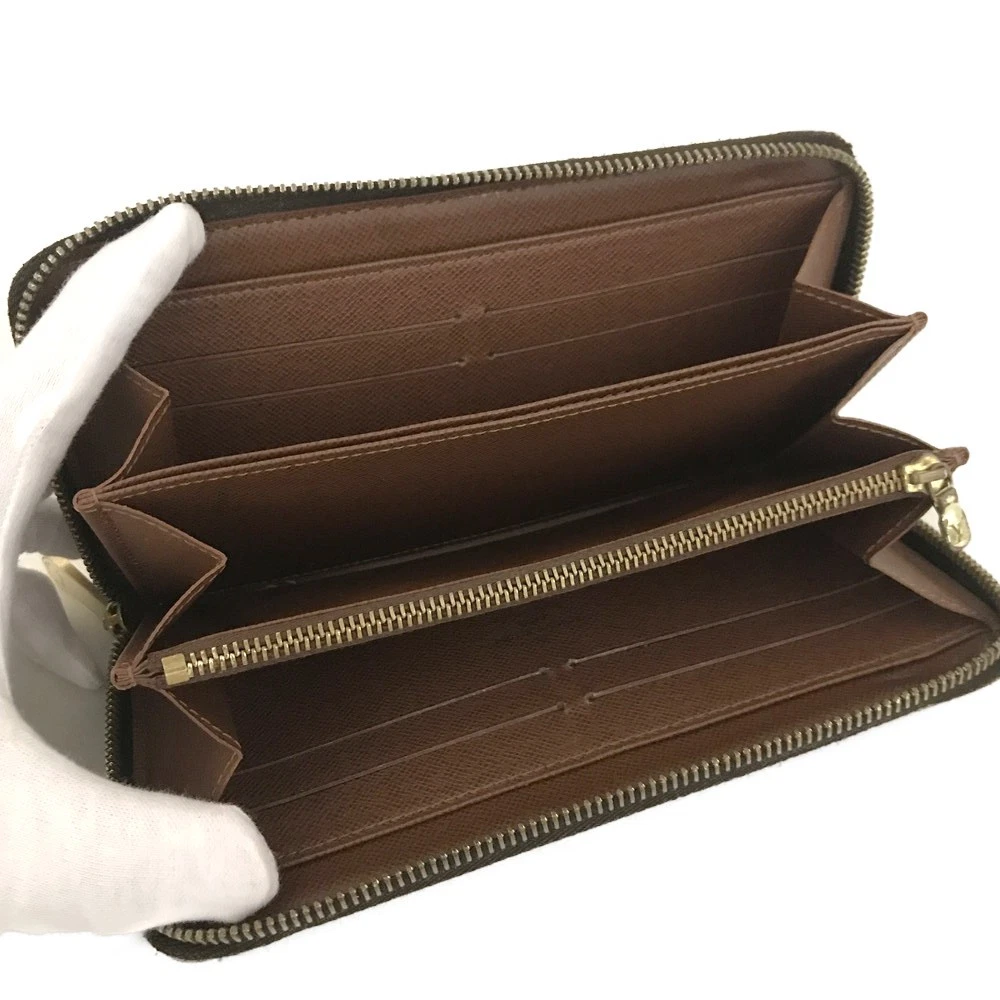 $915 2010 Louis Vuitton Monogram Zippy Zip Around Long Wallet Purse Brown CA0190