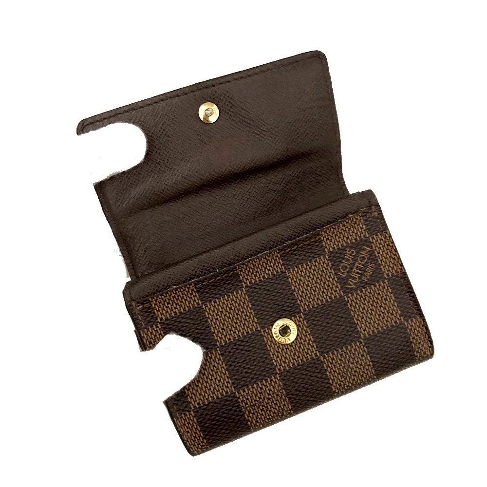 Louis Vuitton Damier Porte Monnaie Plat Coin Purse Wallet Brown RA2191