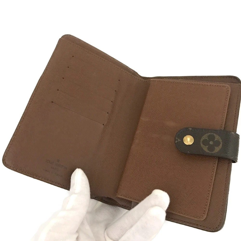 $750 Louis Vuitton Monogram Porte Papier Zippe Bifold Wallet Brown SP1012