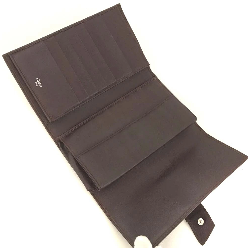 $850 Cartier Trinity Patent Leather Long Trifold Wallet Bordeaux