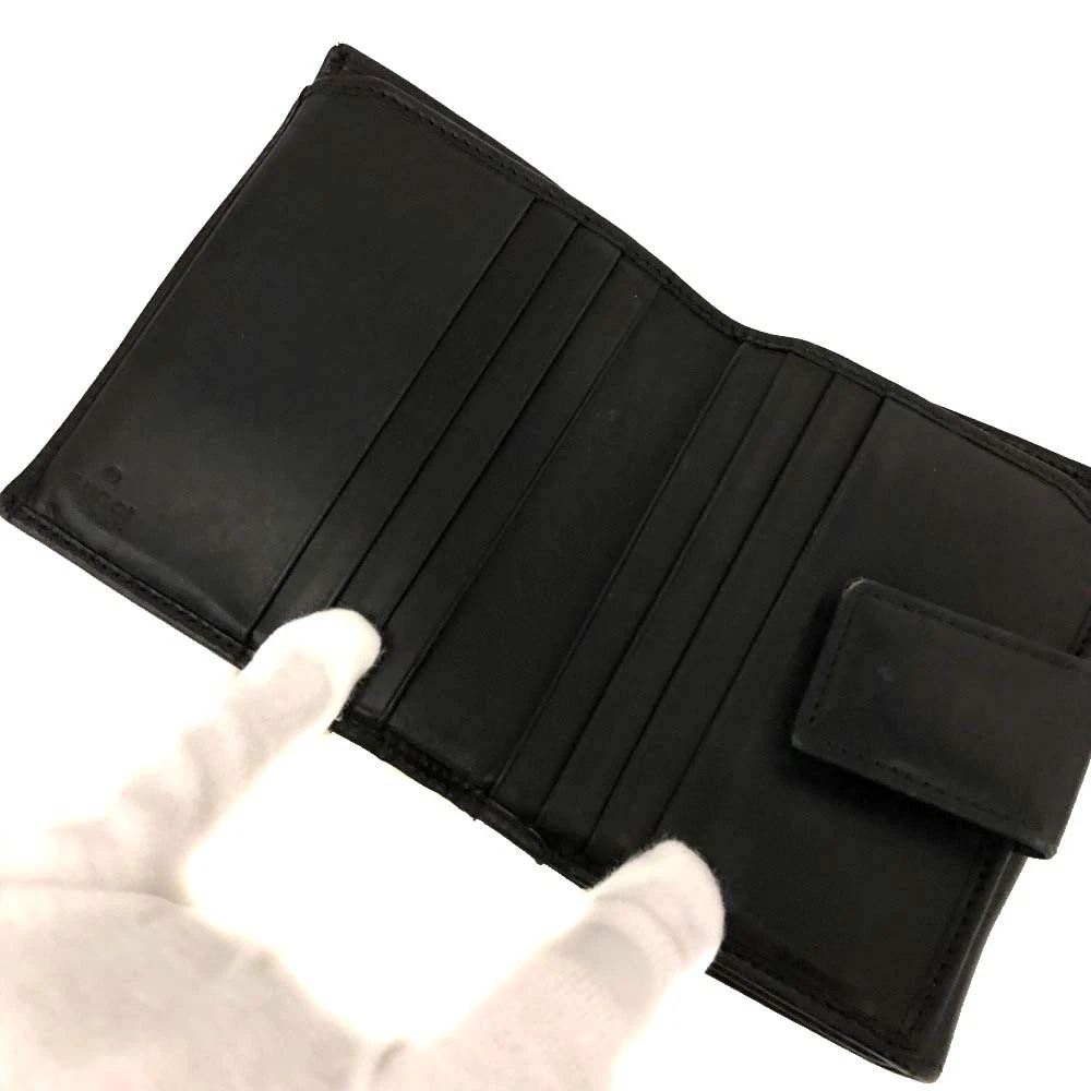 $520 GUCCI GG Canvas Logo Plate Bifold Wallet Black