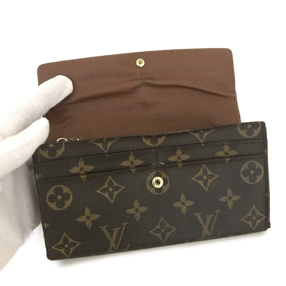 $725 2007 Louis Vuitton Monogram Portefeiulle Sarah Long Bifold Wallet Brown SD2027