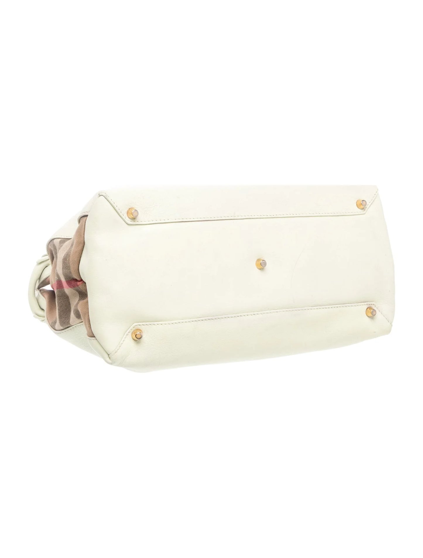 $1795 Burberry Derby Calfskin House Check Medium Banner Tote