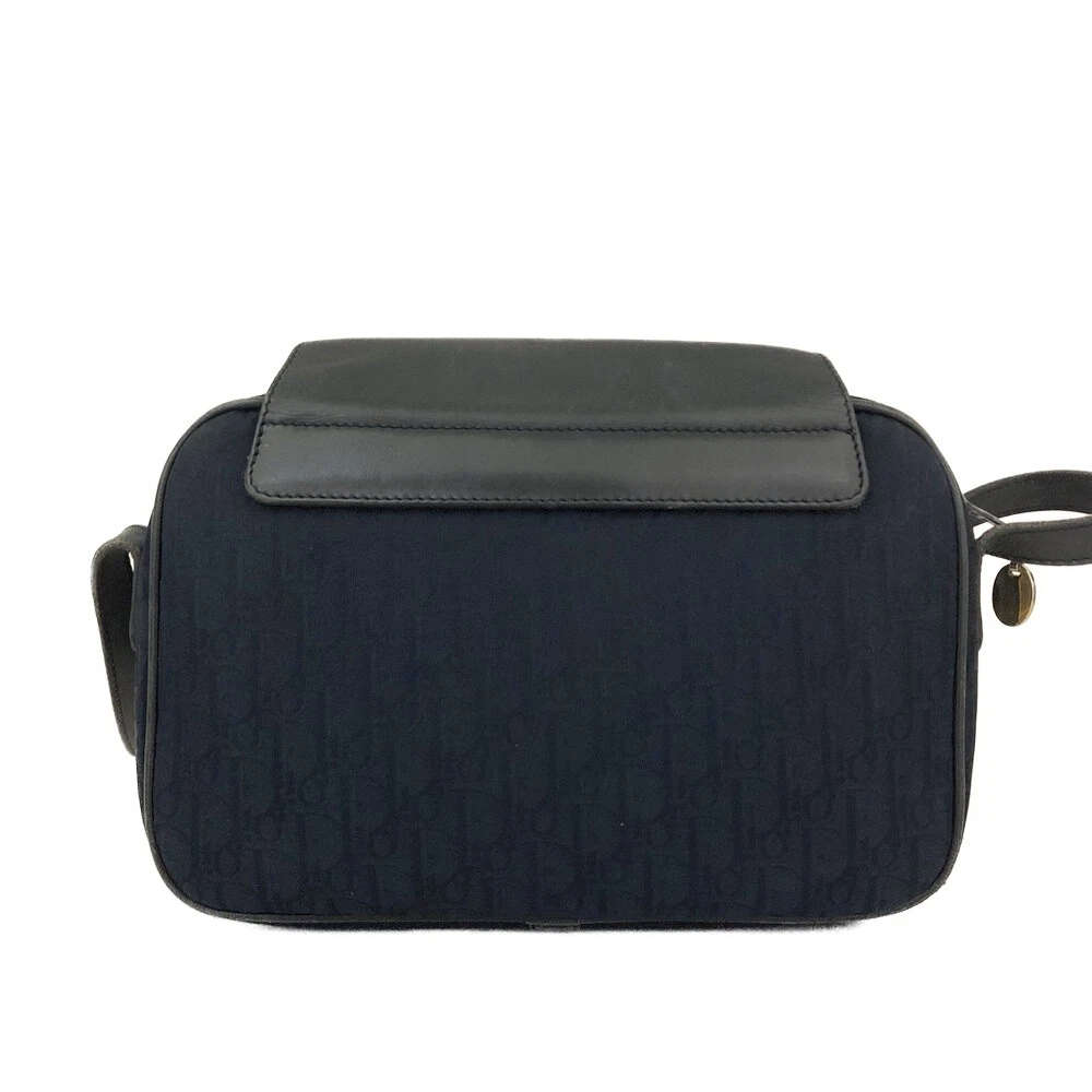 $1250 Christian Dior Oblique Trotter Canvas Leather Shoulder Bag