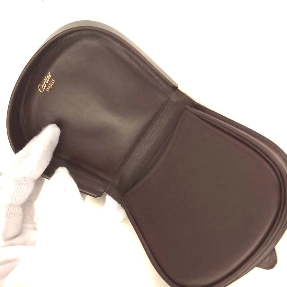 Must de Cartier Leather Coin Purse Wallet Bordeaux