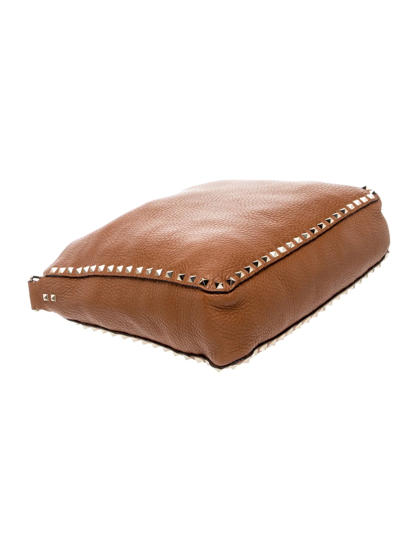 $2275 Valentino Pebbled Calfskin Small Rockstud Flip-Lock Messenger Bag Brown