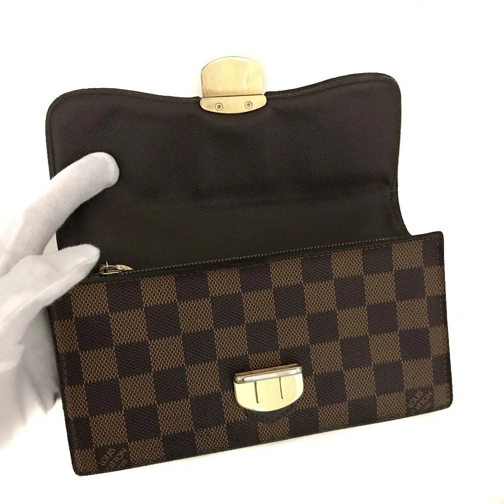 $725 Louis Vuitton Damier Portefeiulle Sistina Long Bifold Wallet Brown CA4089