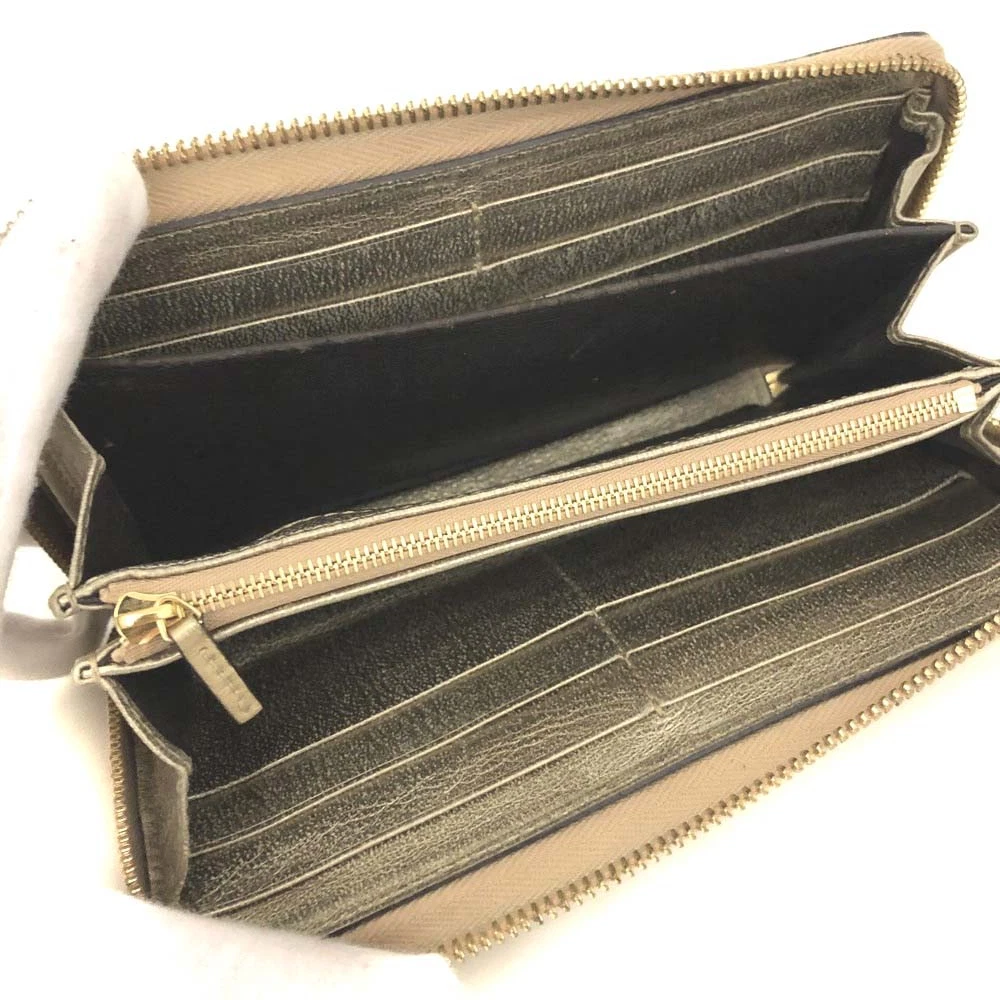 $830 Gucci GG Marmont Snake-Effect Leather Zip Around Wallet Gold CONSIGNMENT