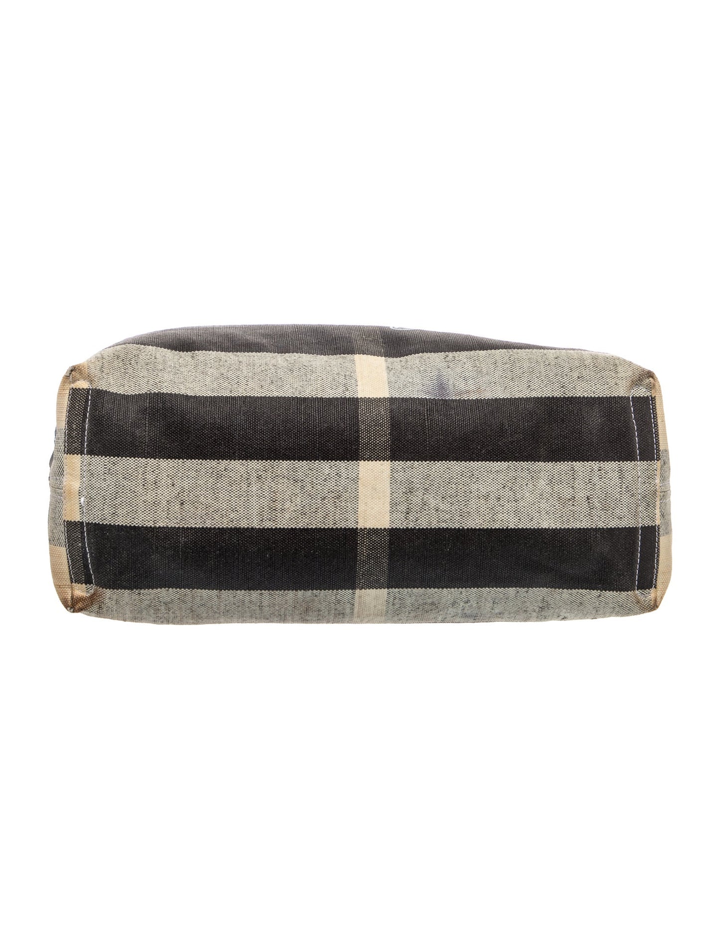 $900 Burberry Coated Canvas Mega Check Medium Doodle Tote Black White