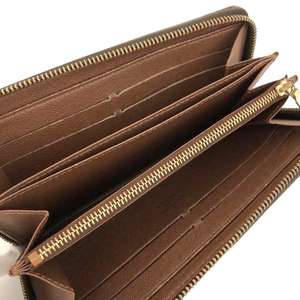 $915 2009 Louis Vuitton Monogram Zippy Zip Around Long Wallet Brown CA0029