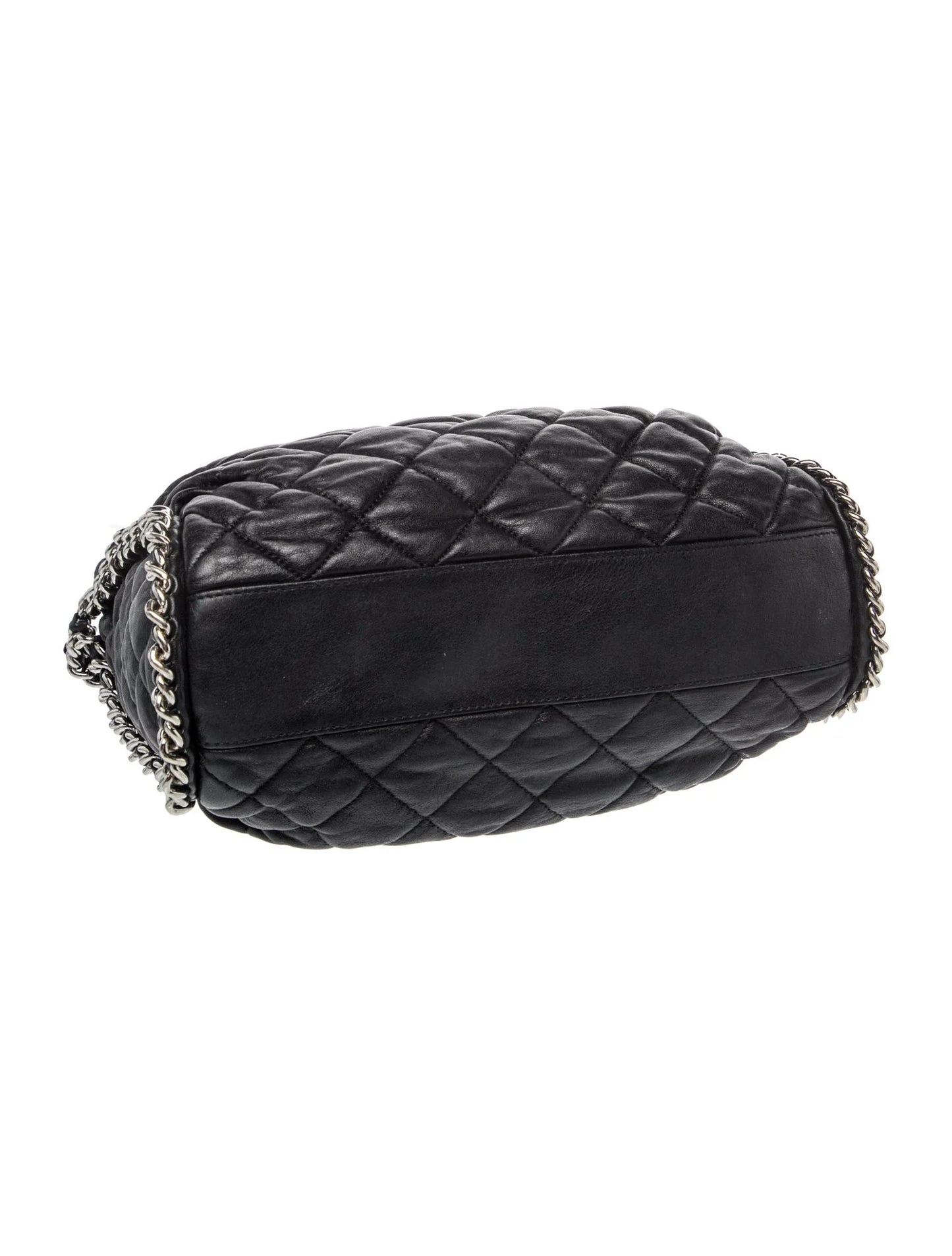 $3320 2011 Chanel Quilted Chain Me Hobo Black Chain Around