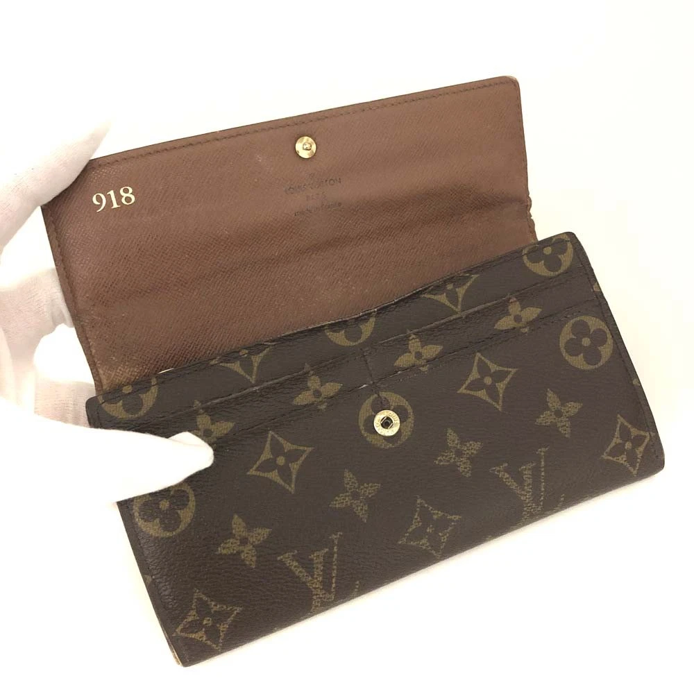 $775 2011 Louis Vuitton Monogram Portefeiulle Sarah Long Bifold Wallet Brown CT4181