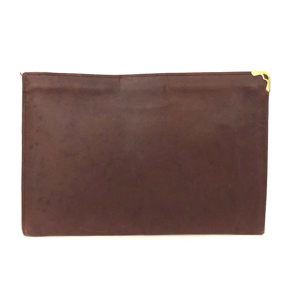 Must de Cartier Leather Cosmetic Pouch Bag Bordeaux