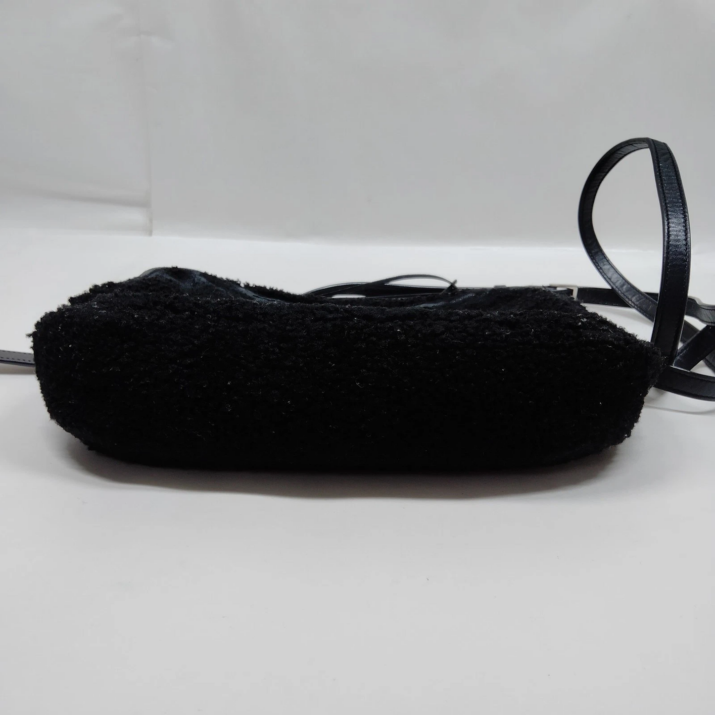 $1690 Saint Laurent Mini Lou Camera Bag Monogram Shearling Black
