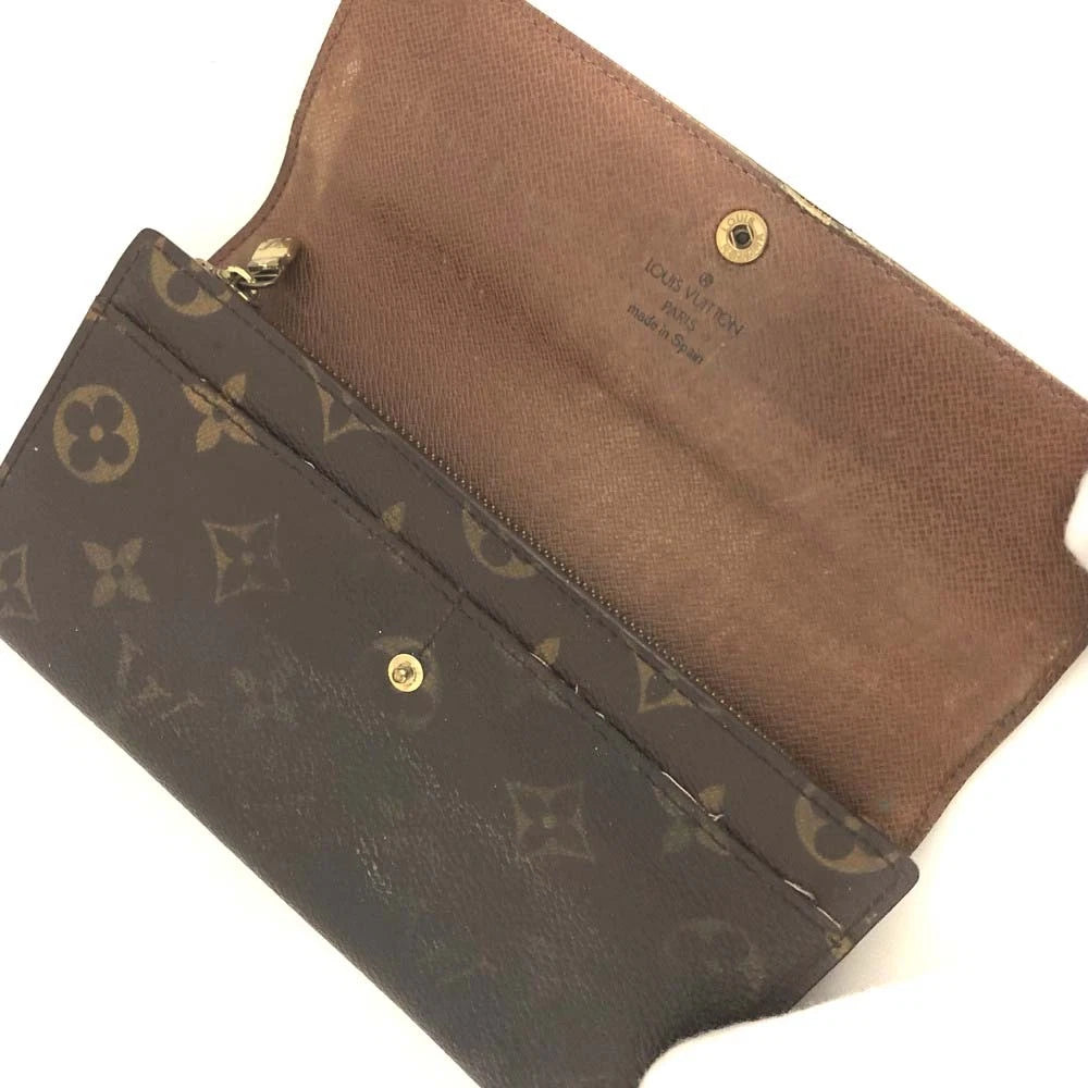 Louis Vuitton Monogram Portefeiulle Sarah Long Bifold Wallet Brown CA0918