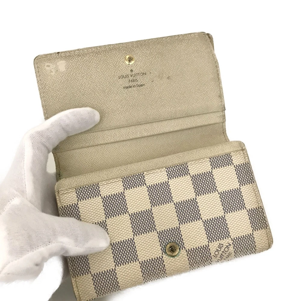 $560 2007 Louis Vuitton Damier Azur Porte Monnaie Billets Tresor Bifold Wallet CA5007