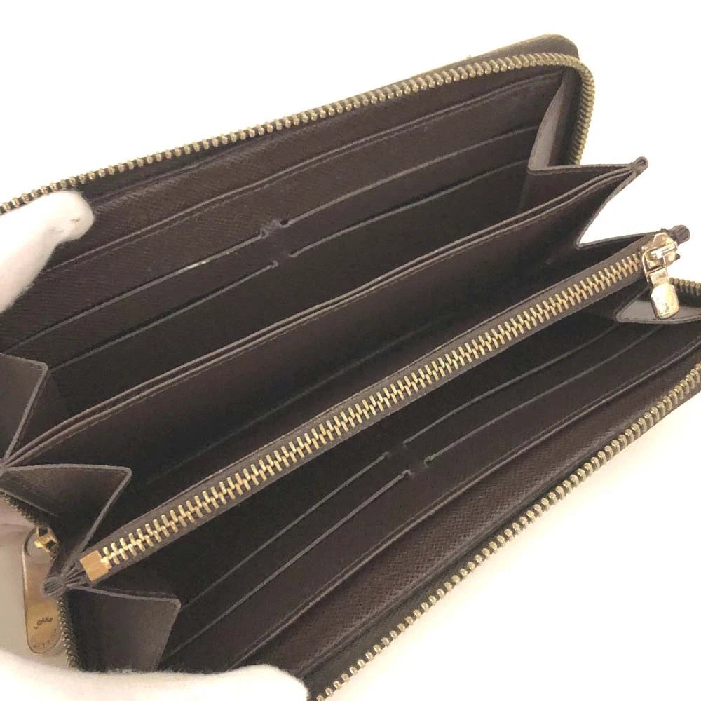 $915 2012 Louis Vuitton Damier Ebene Zippy Zip Around Long Wallet Purse Brown CA0132