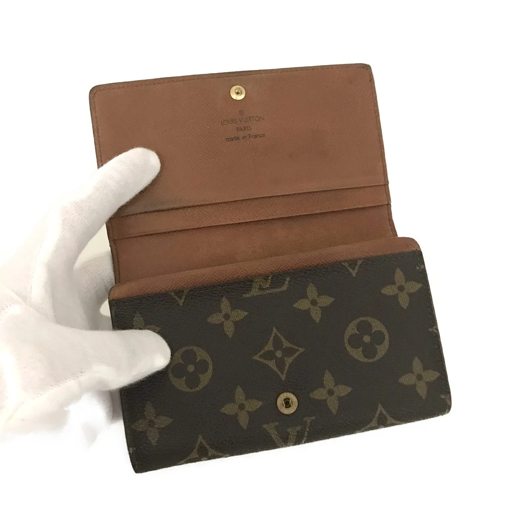 $560 Louis Vuitton Monogram Porte Monnaie Billets Tresor Bifold Wallet MI1913