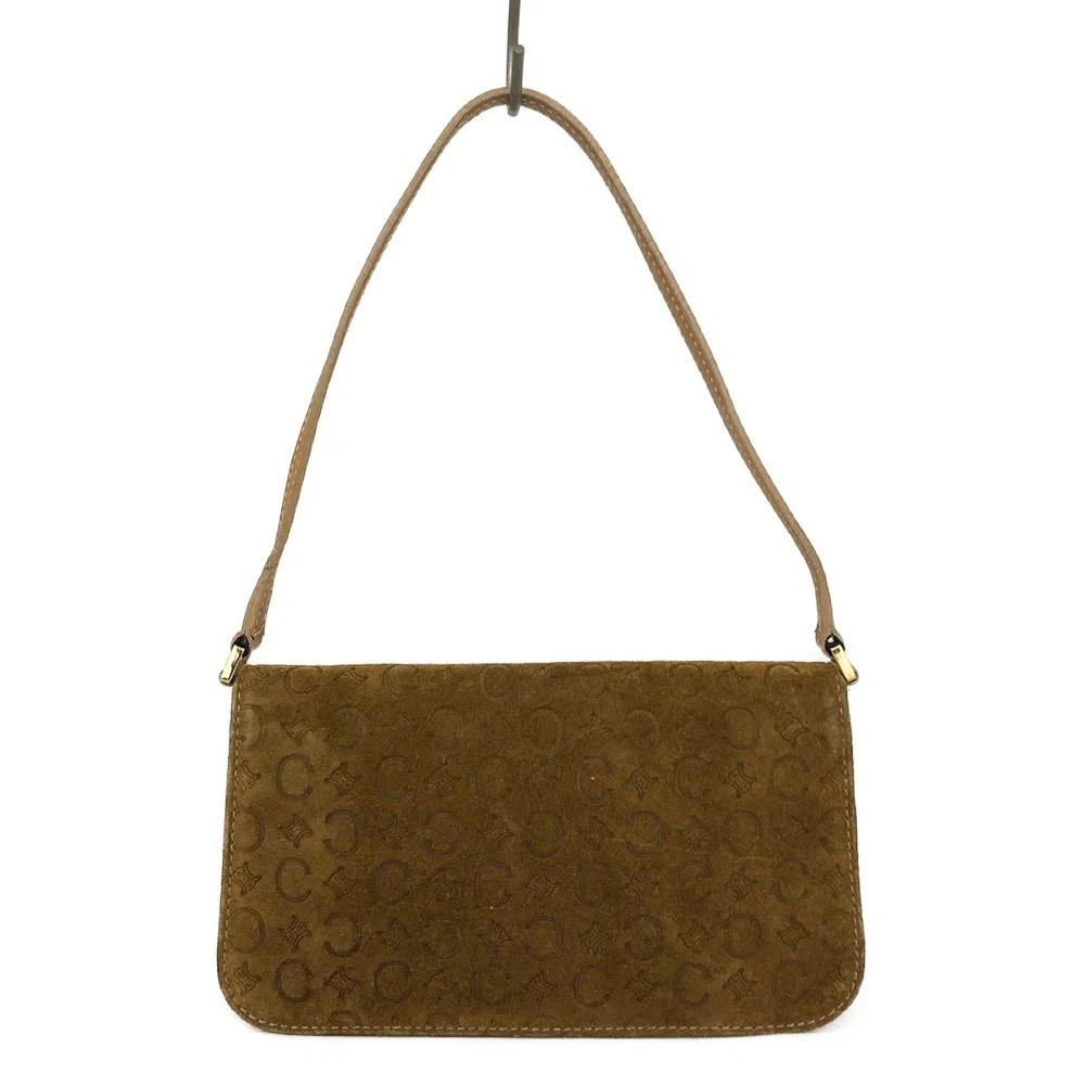 CELINE Macadam C Suede Leather Shoulder Bag Brown