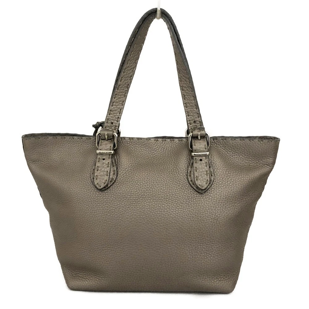 FENDI Selleria Leather Tote Bag Silver/6CH0834