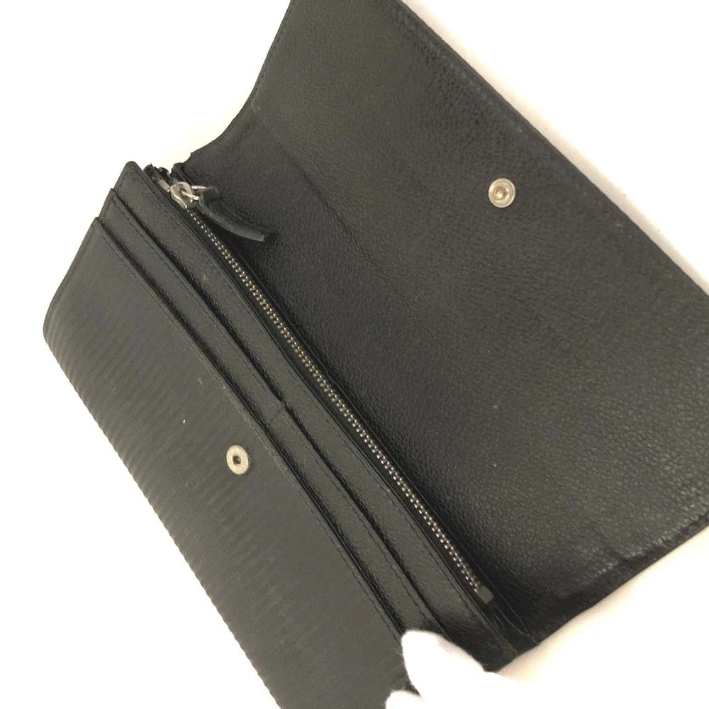 BVLGARI Millerighe PVC Bifold Long Wallet Black