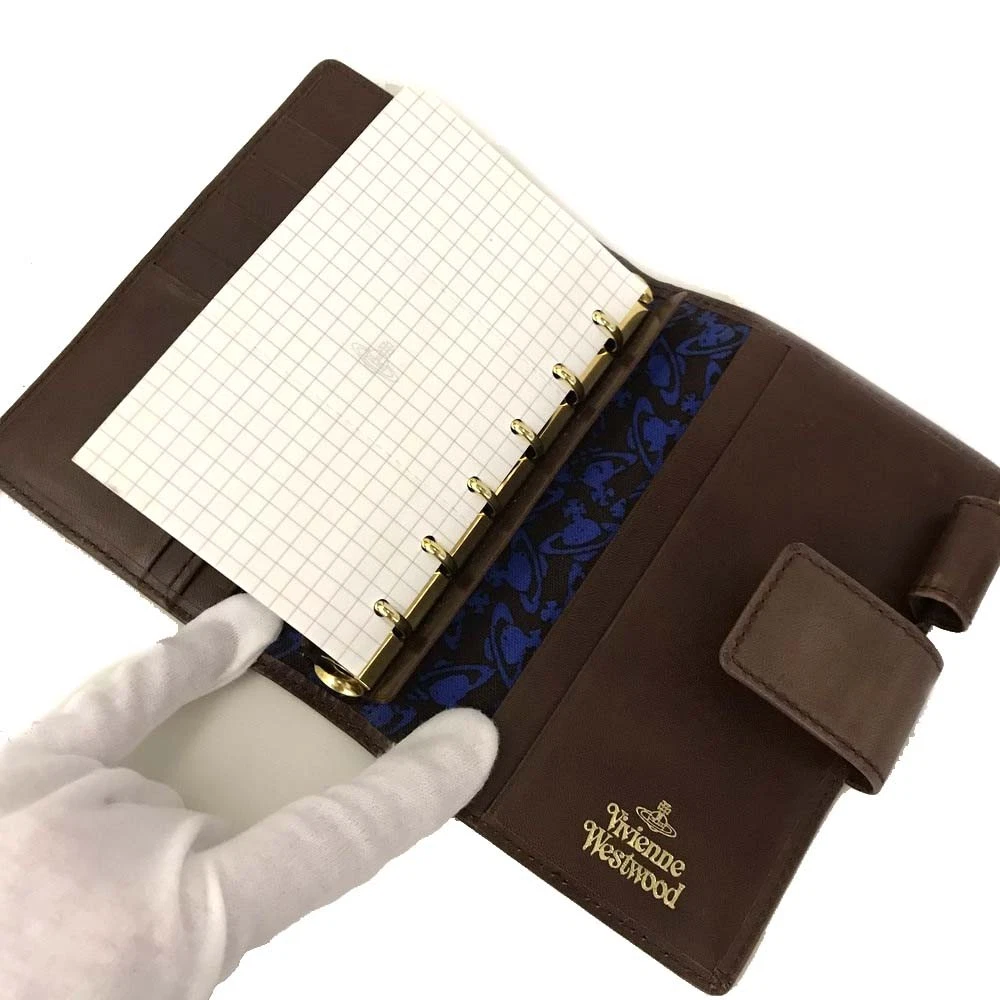 Vivienne Westwood Tiny Orb Leather Notebook Cover Brown