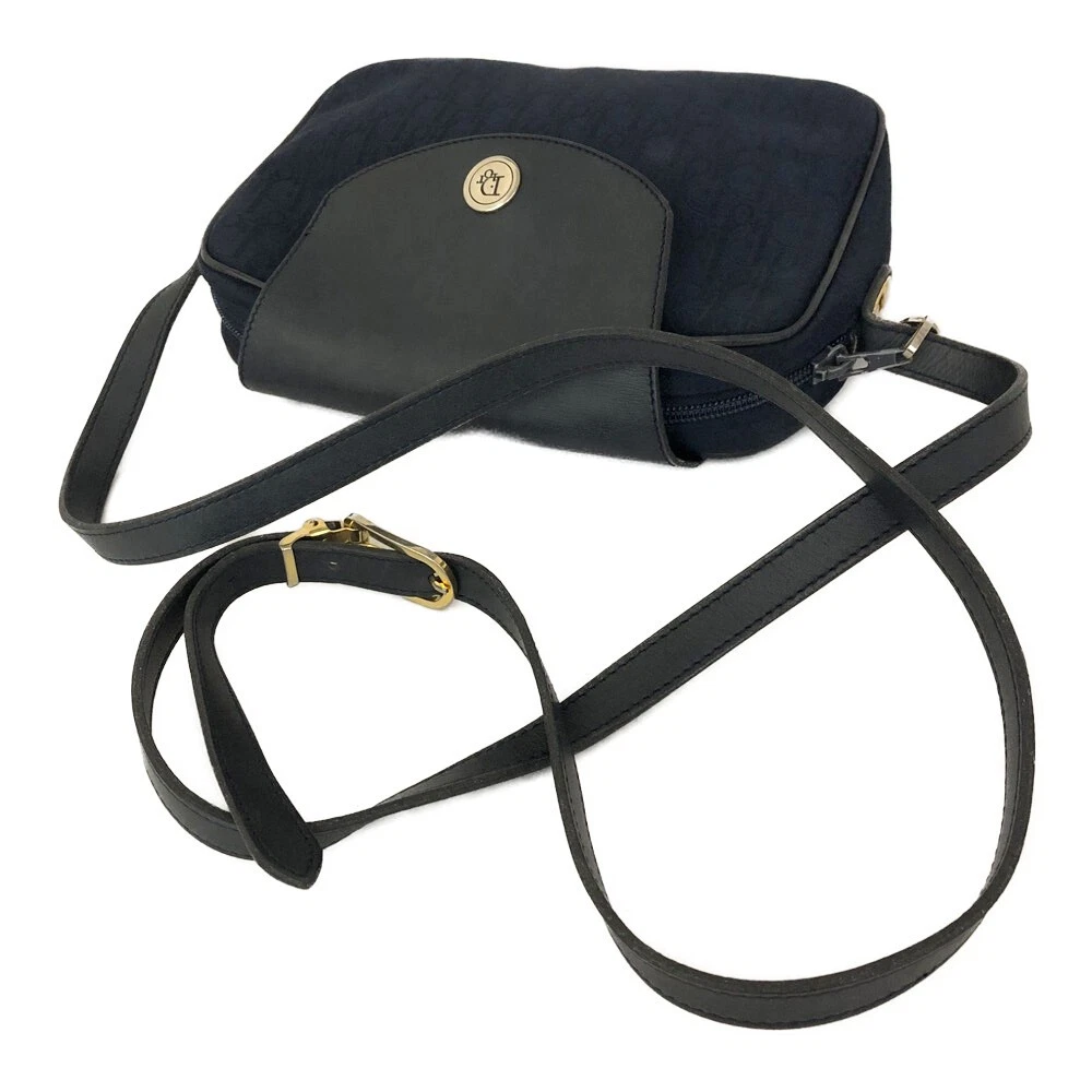 $1250 Christian Dior Oblique Trotter Canvas Leather Shoulder Bag