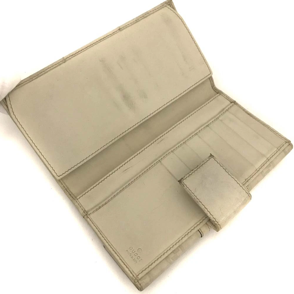 $820 GUCCI GG Logo Leather Long Bifold Wallet Ivory Cream Web