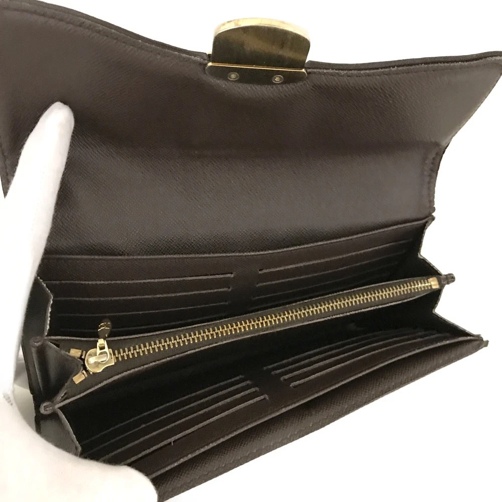 $725 Louis Vuitton Damier Portefeiulle Sistina Long Bifold Wallet Brown CA4089