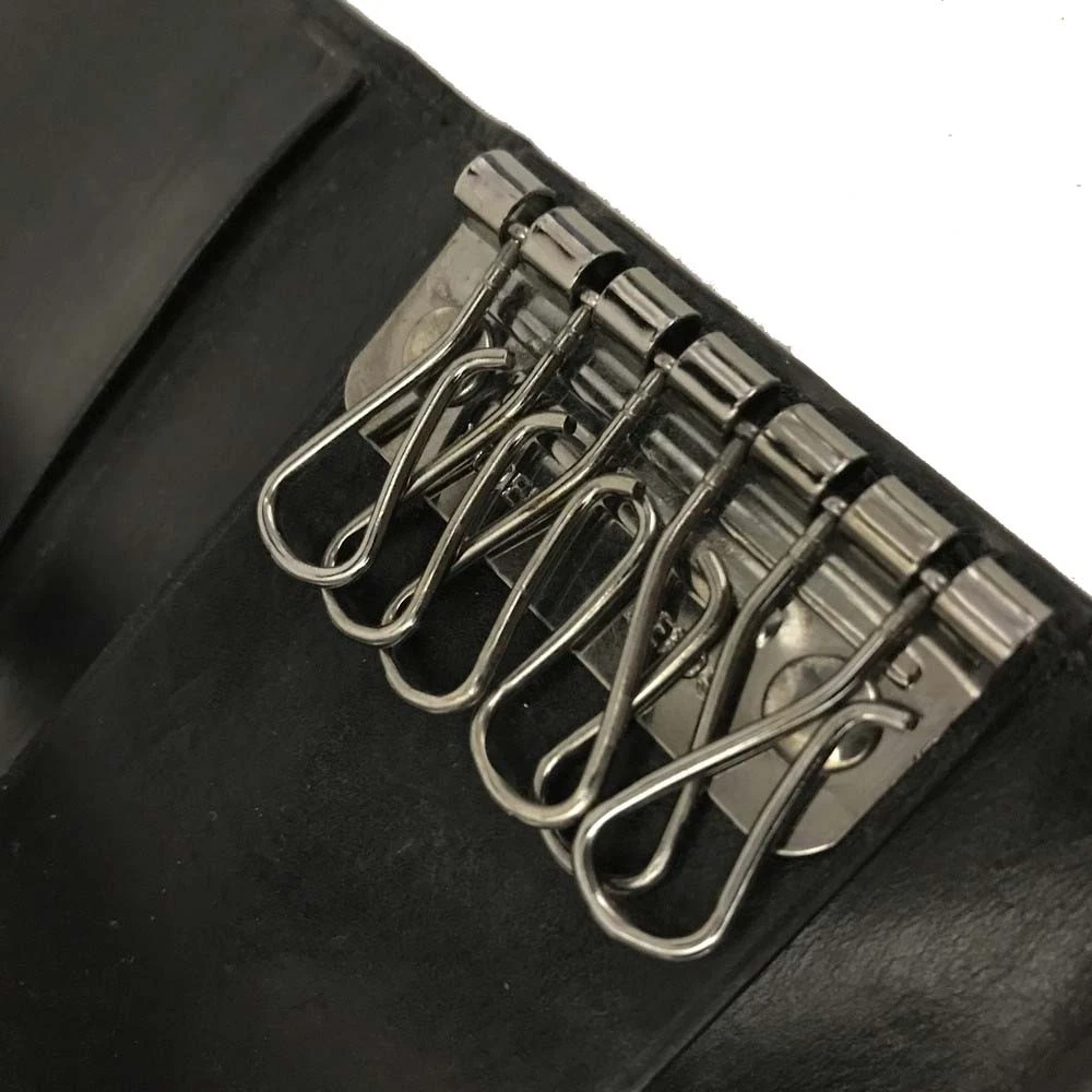 GUCCI Logo Leather 6 Ring Key Case Black