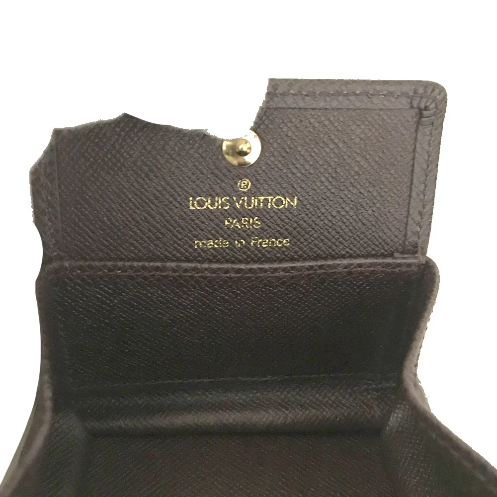 $445 1998 Louis Vuitton Taiga Porte Mannaie Boite Leather Coin Purse Wallet MI0928