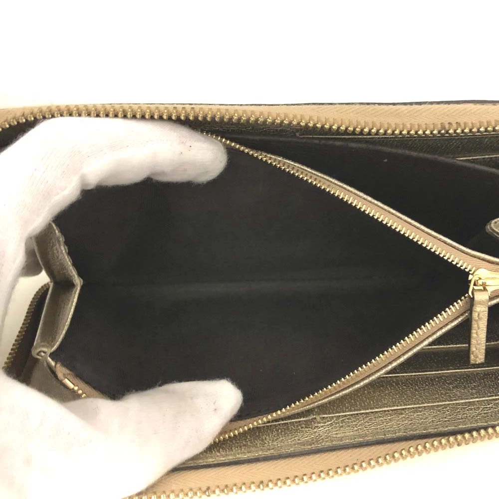 $830 Gucci GG Marmont Snake-Effect Leather Zip Around Wallet Gold CONSIGNMENT