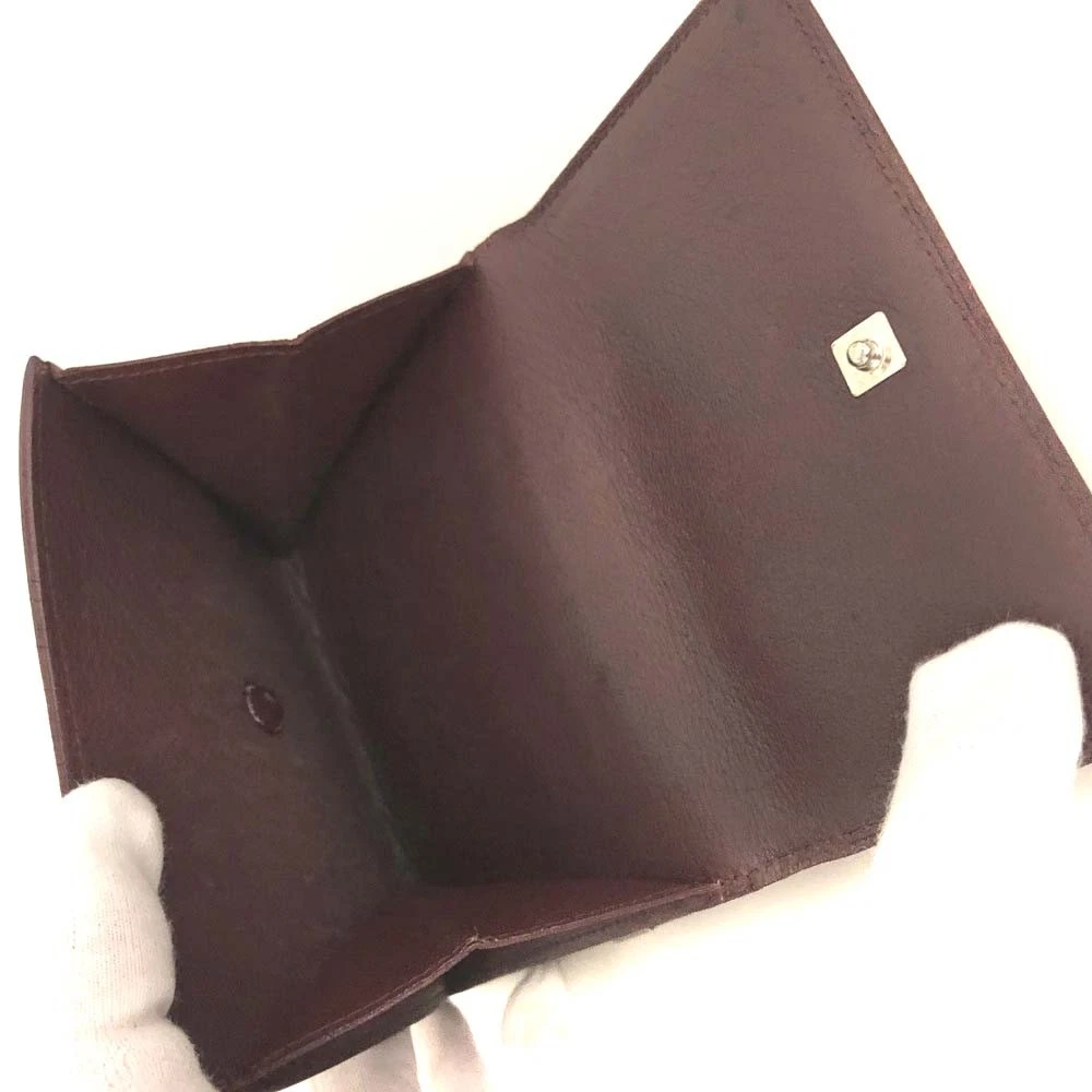 Must de Cartier Leather Trifold Wallet Purse Bordeaux