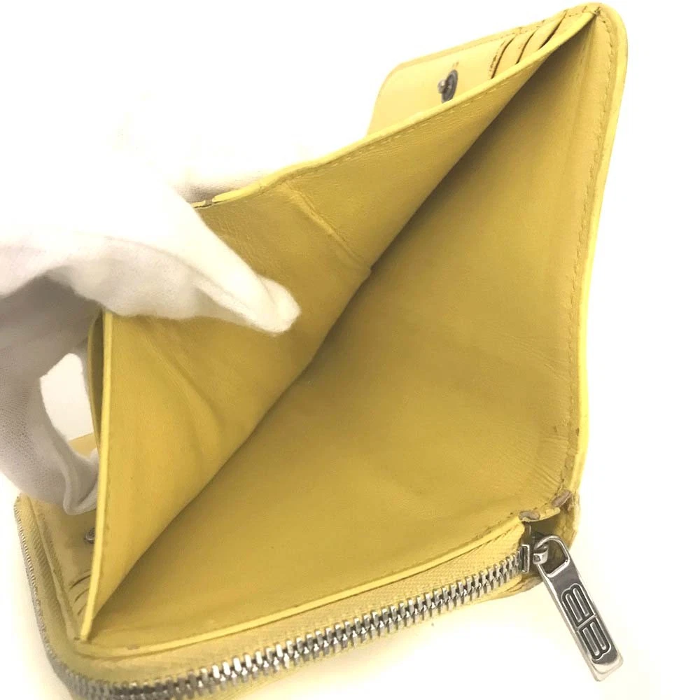 BALENCIAGA BB Logo Leather Bifold Wallet Yellow