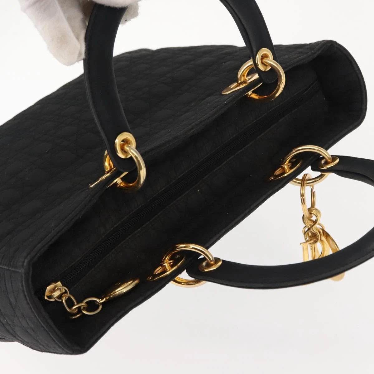 $4900 Christian Dior Nylon Cannage Large Lady Dior Black