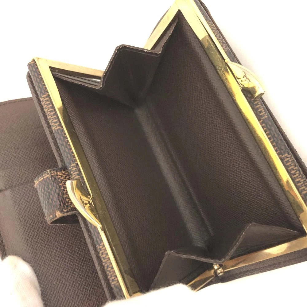 $750 2012 Louis Vuitton Damier Ebene French Kisslock Wallet MI0132