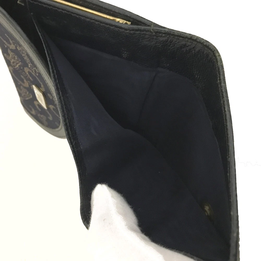 $590 CELINE C Macadam Canvas Trifold Wallet Navy Blue