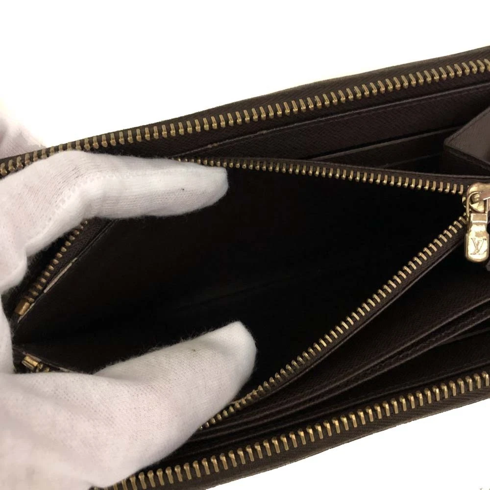 $915 Louis Vuitton Damier Zippy Zip Around Long Wallet Purse Brown CA5102