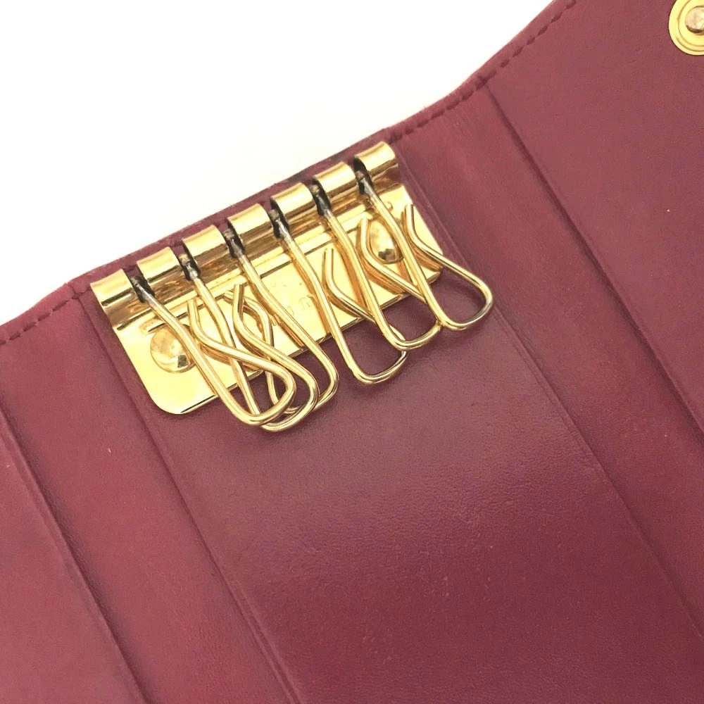 MIU MIU Logo Leather 6 Ring Key Case Pink