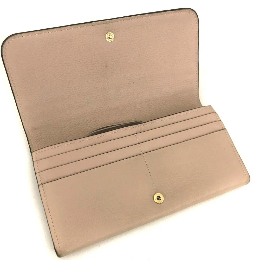 $715 Chloe Alphabet Leather Long Bifold Wallet Pink M