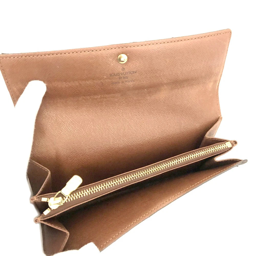 $775 2000 Louis Vuitton Monogram Portefeiulle Sarah Long Bifold Wallet Brown MB0090